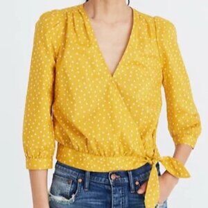 Madewell Yellow and White Stars Blouse with  - Size S
